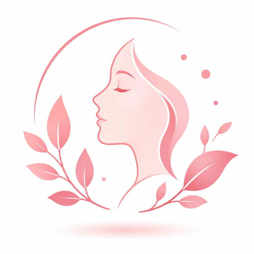 Illustration d’un visage féminin entouré de feuilles symbolisant le bien-être et la détente